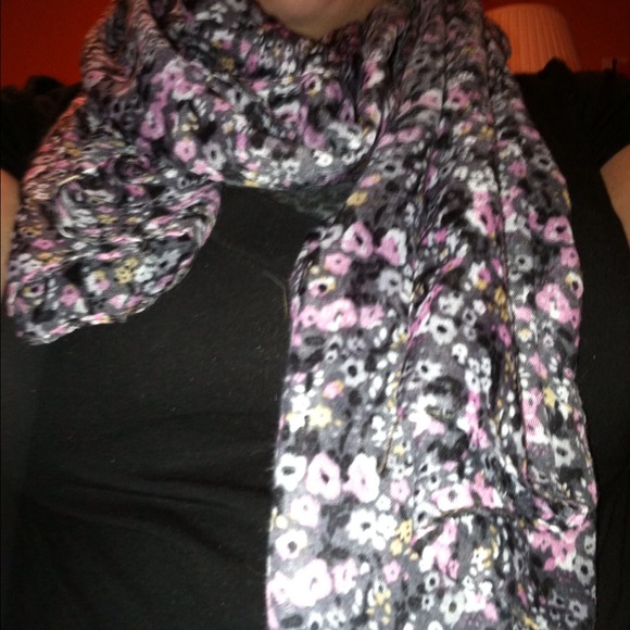 Pink and Gray floral scarf
