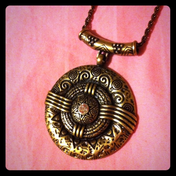 Gold Round Tribal Inspired Necklace