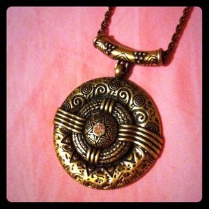 Gold Round Tribal Inspired Necklace