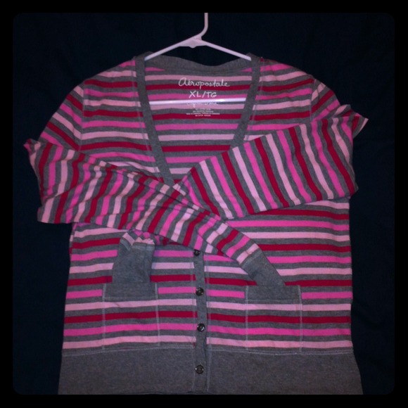 Pink and grey Aeropostale long sleeve vest.