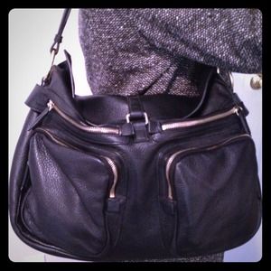 Jil Sander Black Pebble Leather Handbag