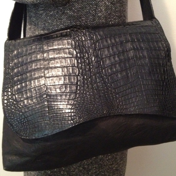 Original Parker Ochs Pod Black Croc Satchel - Picture 1 of 4