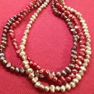 Fresh water pearls- 3 strands in one. Pink & greys