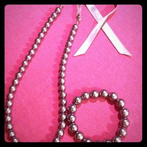 Grey tie necklace with matching bracelet