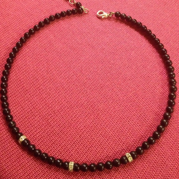 Black choker necklace with silver