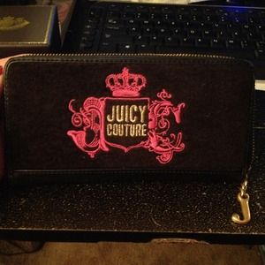 Authentic Juicy couture black, pink, & gold wallet