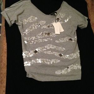 MM Couture, grey ss top, new with tags.