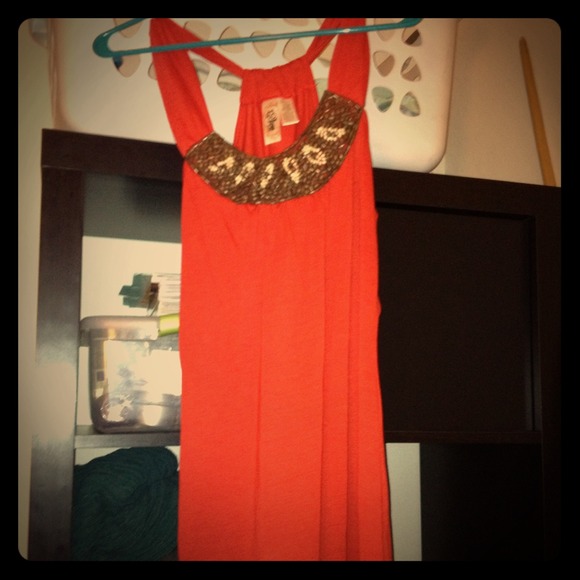 Later orange shift dress