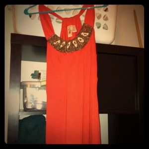 Later orange shift dress