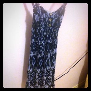 Blue green tribal print dress