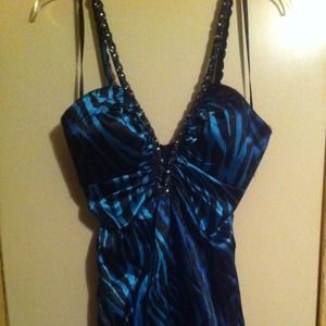 Blue zebra party dress