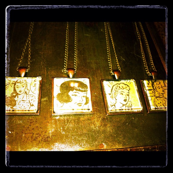 Vintage revival handmade comic necklace