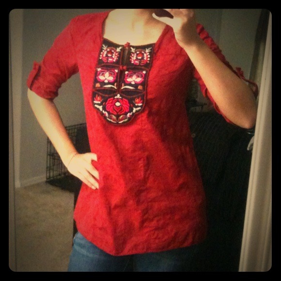 🌟REDUCED! Gorgeous Chinese Embroidered Red Tunic