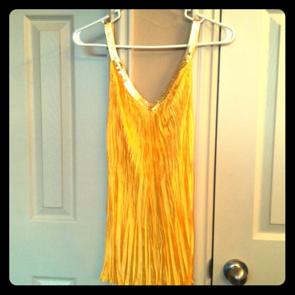 Yellow blouse with sequin trim