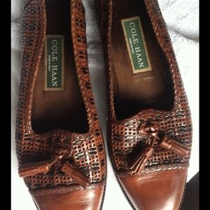 Cole Haan Woven Leather Tassel Loafer Shoes