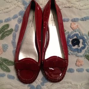 Red patent leather flats