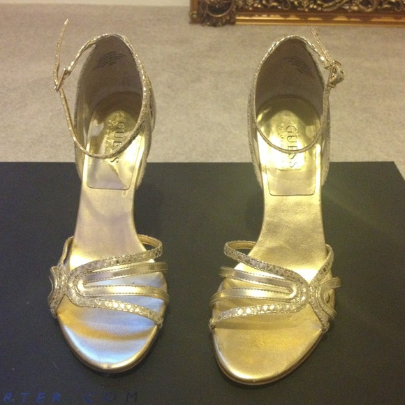 Gold snakeskin sandals