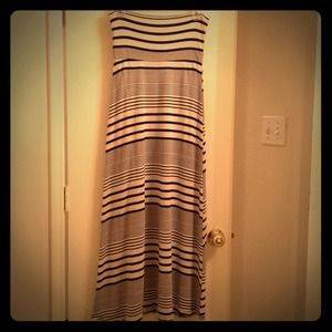 Strapless maxi dress.