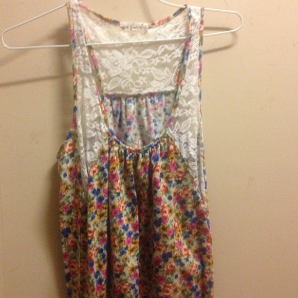 Flower and lace tank