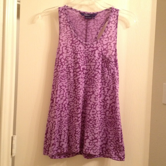 Purple leopard Miley Cyrus racer back tank.