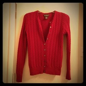 XXRESERVEDXX Red cable knit Eddie Bauer cardigan