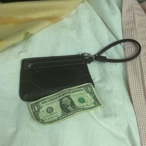 Small brown wristlet wallet