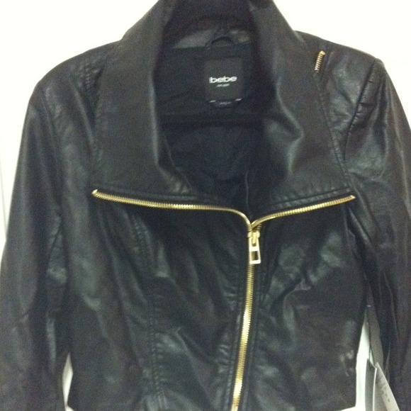 Bebe "Biker" Jacket! Gold zipper details! NWT - Picture 2 of 4