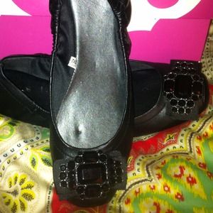 Ballet style black crystal shoes, size 9