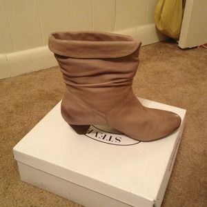 Brown leather booties