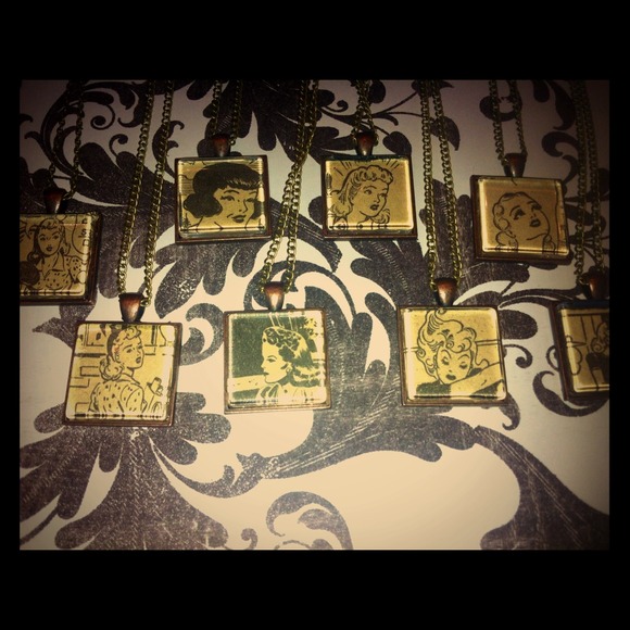 Vintage reconstructed 1940s comic strip necklace
