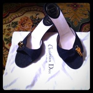 Christian Dior Denim open toe lock & keys slides 9