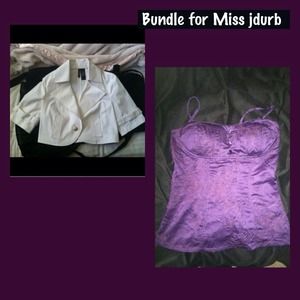 Purple corset, And white blazer