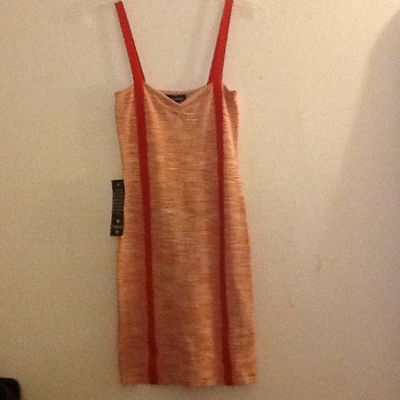 Orange and white bodycon dress size: M