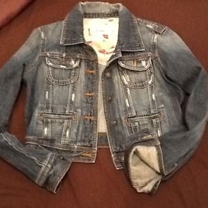 Distressed jean jacket