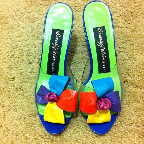 Beverly Feldman high heels, open toe slip-ons