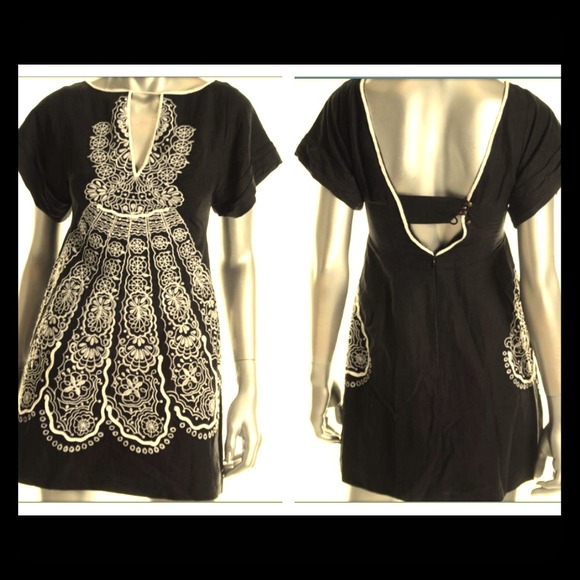 NWT Nanette Lepore Black Embroidered Career Dress