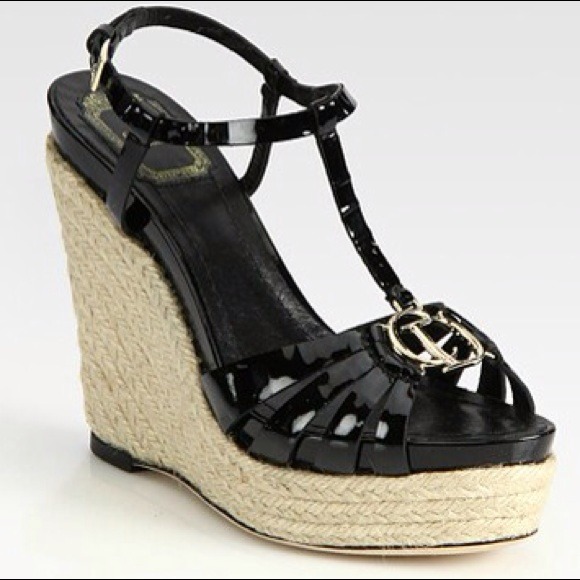 Dior CD2 Patent Leather Espadrille T-Strap Wedge - Picture 3 of 3