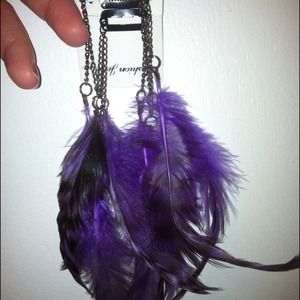 ✨BRAND NEW✨ Purple and black feather hair clip ons