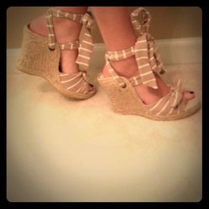 Beige and White Heels