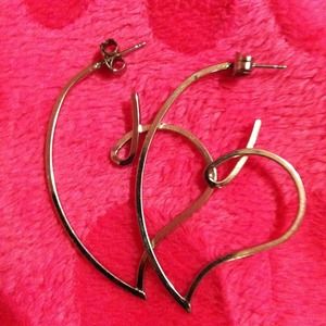 Silver Heart Shaped Wire Hoops