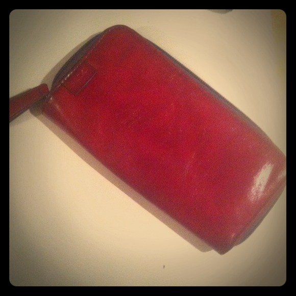 Bundle!! Red wallet- hoop earring & coral bracelet