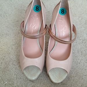 Jessica Simpson nude 5 inches high heels shoes 8