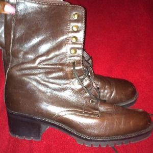 Brown leather boots