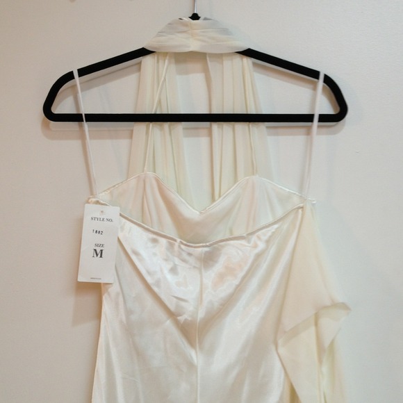 CELAVIE: Creamy Silk Halter Top Gown Dress - Picture 4 of 4