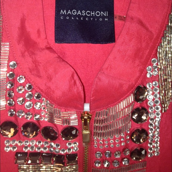 Magaschoni fuchsia embellished silk jacket sz4 - Picture 2 of 4