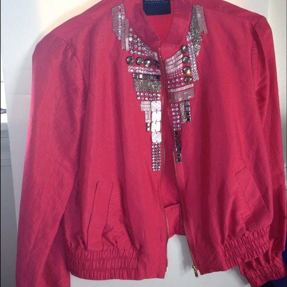 Magaschoni fuchsia embellished silk jacket sz4 - Picture 4 of 4