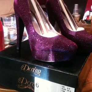Size 6.5 purple glittery  6 inch heel