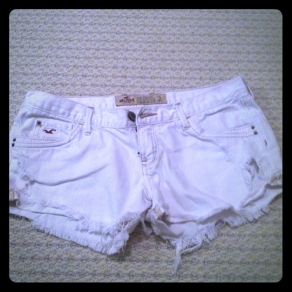 Hollister white shorts with holes