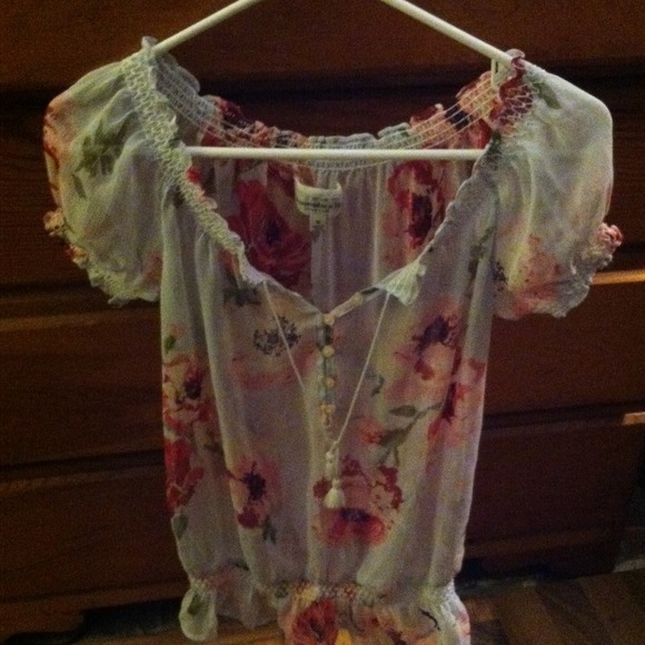 Sheer rose print top. Abercrombie