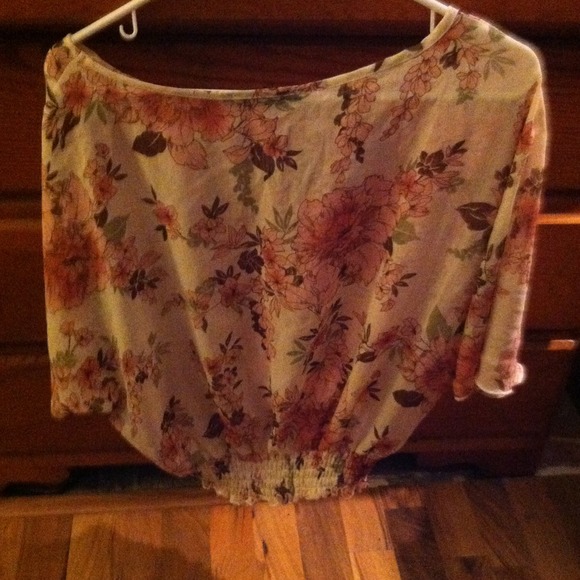 Sheer floral print top.